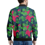 Green Walking Zombie Print Men's Bomber Jacket
