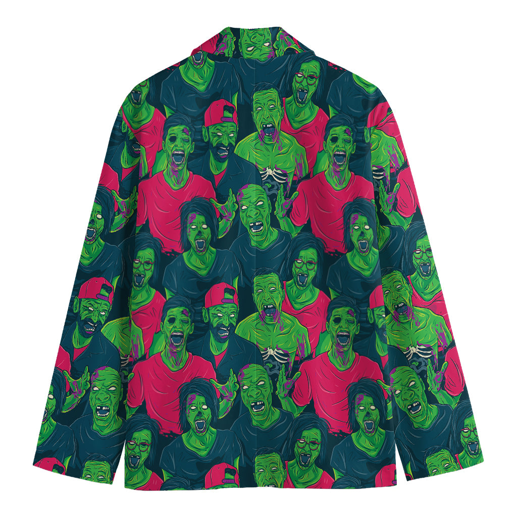Green Walking Zombie Print Men's Cotton Blazer