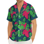 Green Walking Zombie Print Men's Deep V-Neck Shirt