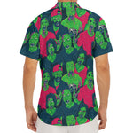 Green Walking Zombie Print Men's Deep V-Neck Shirt