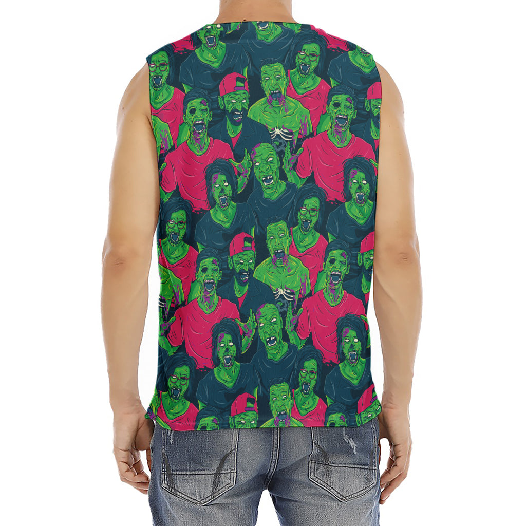 Green Walking Zombie Print Men's Fitness Tank Top