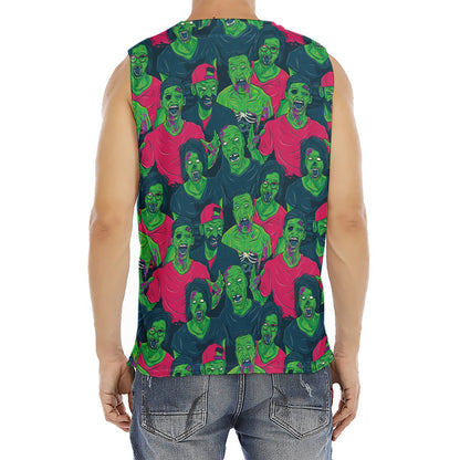 Green Walking Zombie Print Men's Fitness Tank Top
