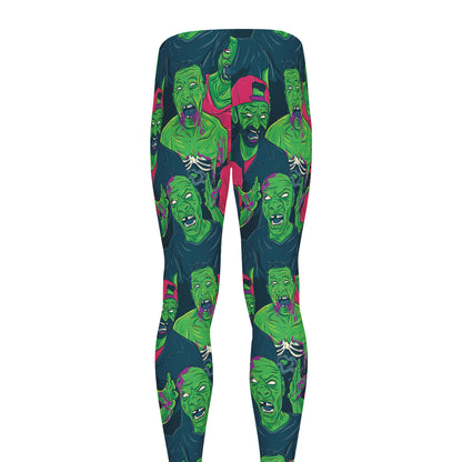 Green Walking Zombie Print Men's leggings