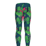 Green Walking Zombie Print Men's leggings