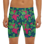 Green Walking Zombie Print Men's Long Boxer Briefs