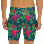 Green Walking Zombie Print Men's Long Boxer Briefs