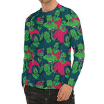 Green Walking Zombie Print Men's Long Sleeve Rash Guard