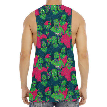 Green Walking Zombie Print Men's Muscle Tank Top