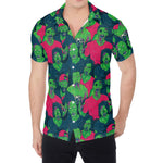 Green Walking Zombie Print Men's Shirt