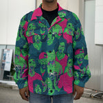 Green Walking Zombie Print Men's Shirt Jacket