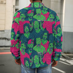 Green Walking Zombie Print Men's Shirt Jacket