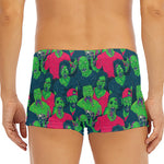 Green Walking Zombie Print Men's Short Boxer Briefs
