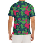 Green Walking Zombie Print Men's Short Sleeve Rash Guard