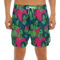 Green Walking Zombie Print Men's Split Running Shorts