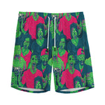 Green Walking Zombie Print Men's Sports Shorts