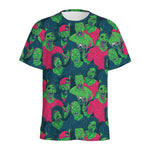 Green Walking Zombie Print Men's Sports T-Shirt