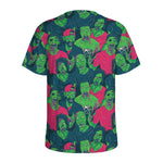 Green Walking Zombie Print Men's Sports T-Shirt