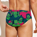 Green Walking Zombie Print Men's Swim Briefs