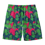Green Walking Zombie Print Men's Swim Trunks