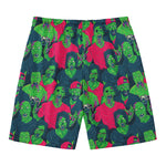 Green Walking Zombie Print Men's Swim Trunks