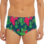 Green Walking Zombie Print Men's Triangle Swim Briefs