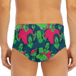 Green Walking Zombie Print Men's Triangle Swim Briefs
