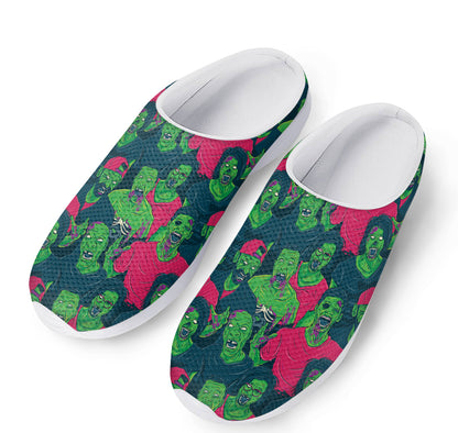 Green Walking Zombie Print Mesh Casual Shoes