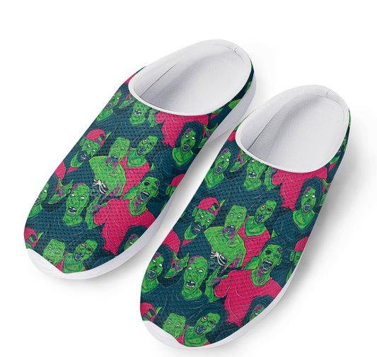 Green Walking Zombie Print Mesh Casual Shoes