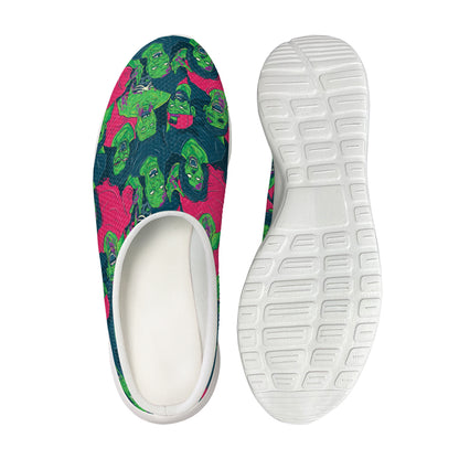 Green Walking Zombie Print Mesh Casual Shoes
