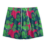 Green Walking Zombie Print Mesh Shorts