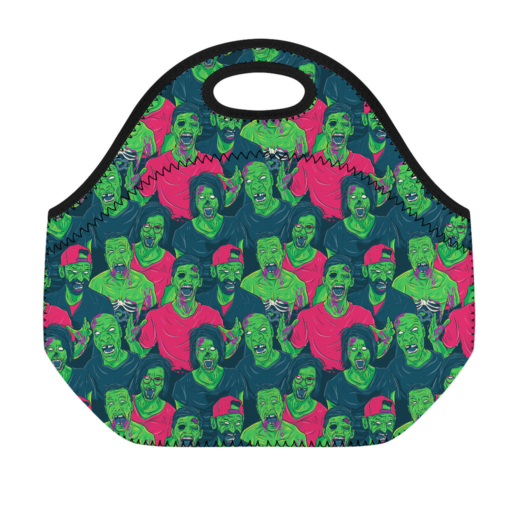 Green Walking Zombie Print Neoprene Lunch Bag