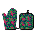 Green Walking Zombie Print Oven Mitt And Pot Holder Set