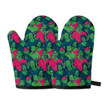 Green Walking Zombie Print Oven Mitts