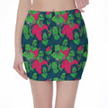 Green Walking Zombie Print Pencil Mini Skirt