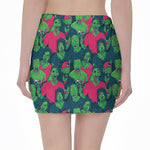 Green Walking Zombie Print Pencil Mini Skirt
