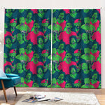 Green Walking Zombie Print Pencil Pleat Curtains