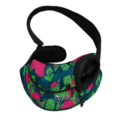 Green Walking Zombie Print Pet Sling Carrier