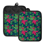 Green Walking Zombie Print Pot Holders With Pocket
