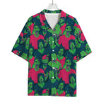 Green Walking Zombie Print Rayon Hawaiian Shirt