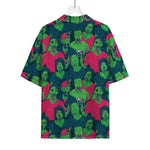 Green Walking Zombie Print Rayon Hawaiian Shirt