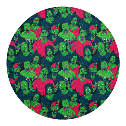 Green Walking Zombie Print Round Blanket