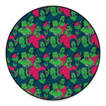 Green Walking Zombie Print Round Floor Mat