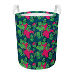 Green Walking Zombie Print Round Laundry Basket