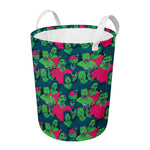 Green Walking Zombie Print Round Laundry Basket