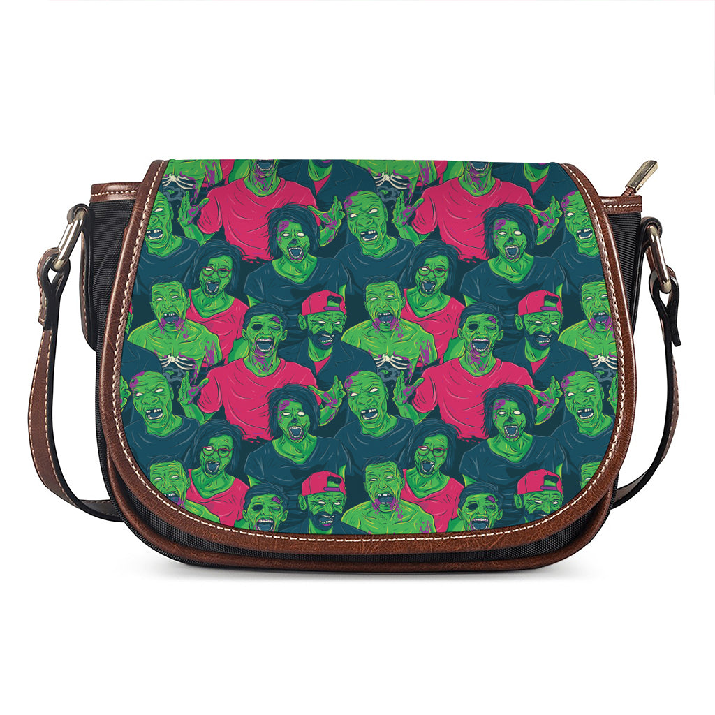 Green Walking Zombie Print Saddle Bag