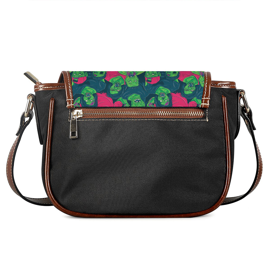 Green Walking Zombie Print Saddle Bag