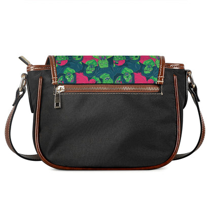 Green Walking Zombie Print Saddle Bag