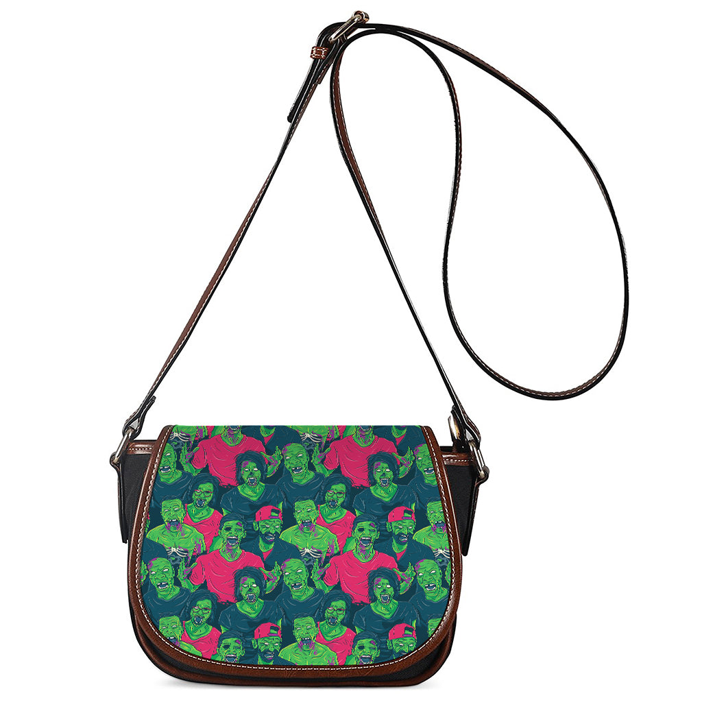 Green Walking Zombie Print Saddle Bag