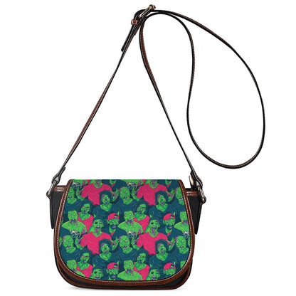 Green Walking Zombie Print Saddle Bag