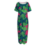 Green Walking Zombie Print Short Sleeve Long Nightdress